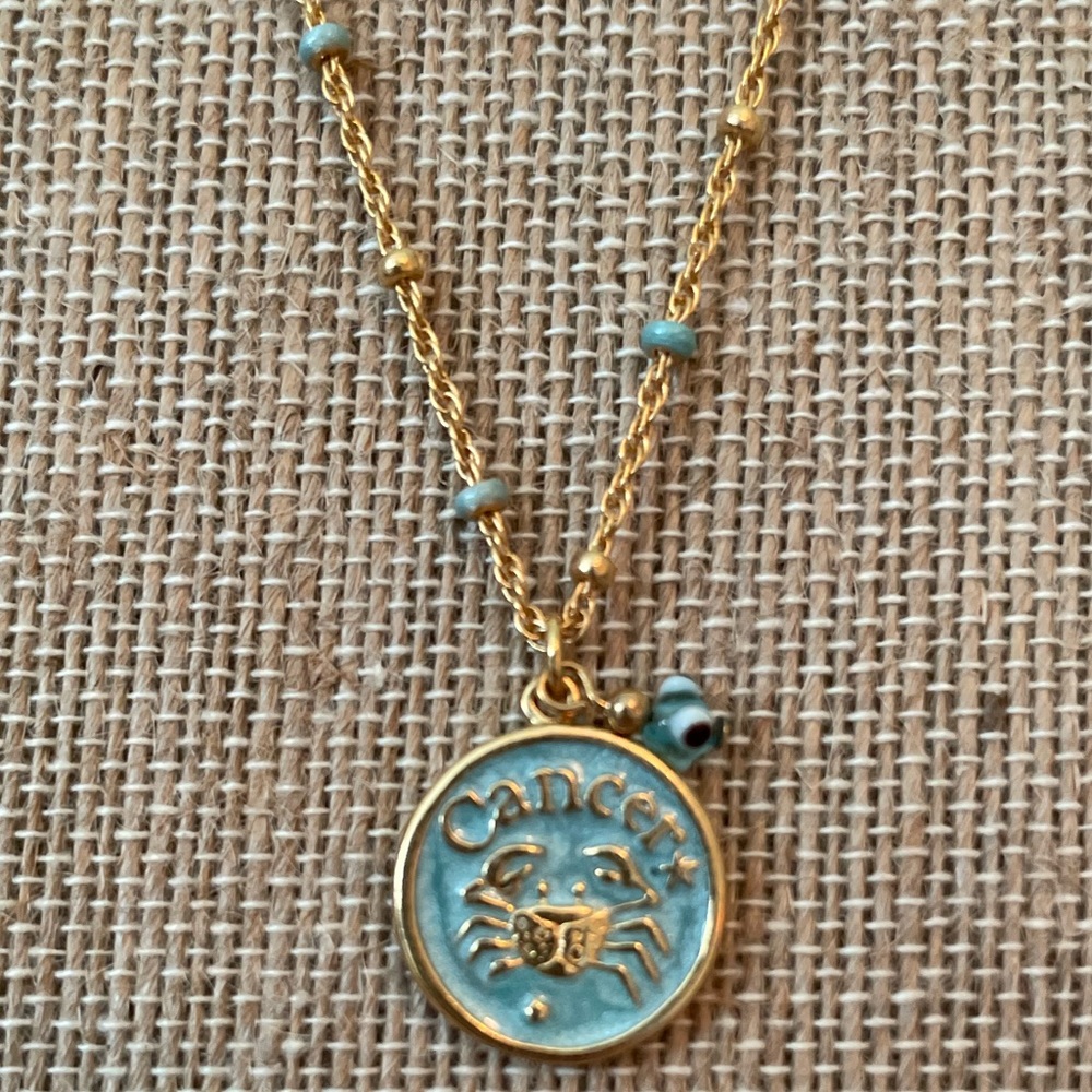 Blee Inara gold plated Cancer zodiac 18” necklace. Never worn.
